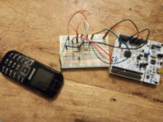 The phone wired up to the prototype board through a buffer circuit